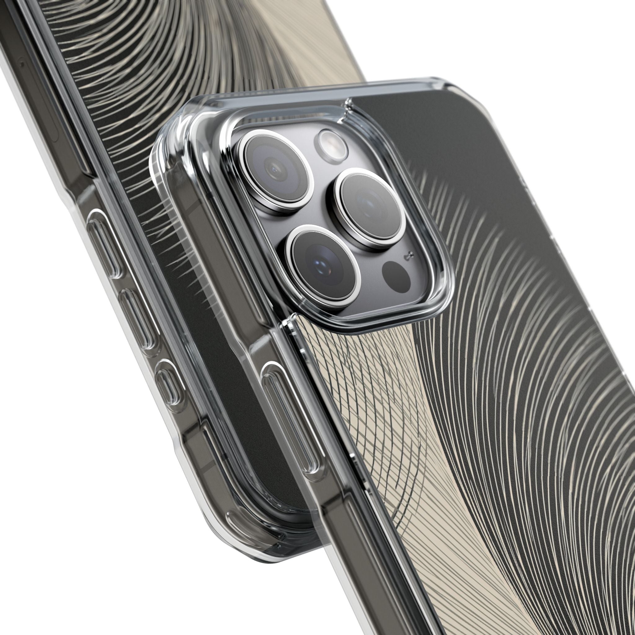 Beige Impact MagSafe Phone Case for iPhone - Obsidian Cream Plume