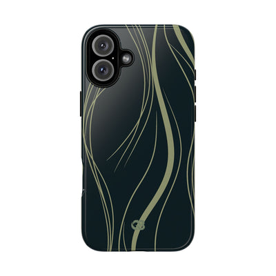 Green Tough Phone Case for iPhone - Obsidian Sage Flow