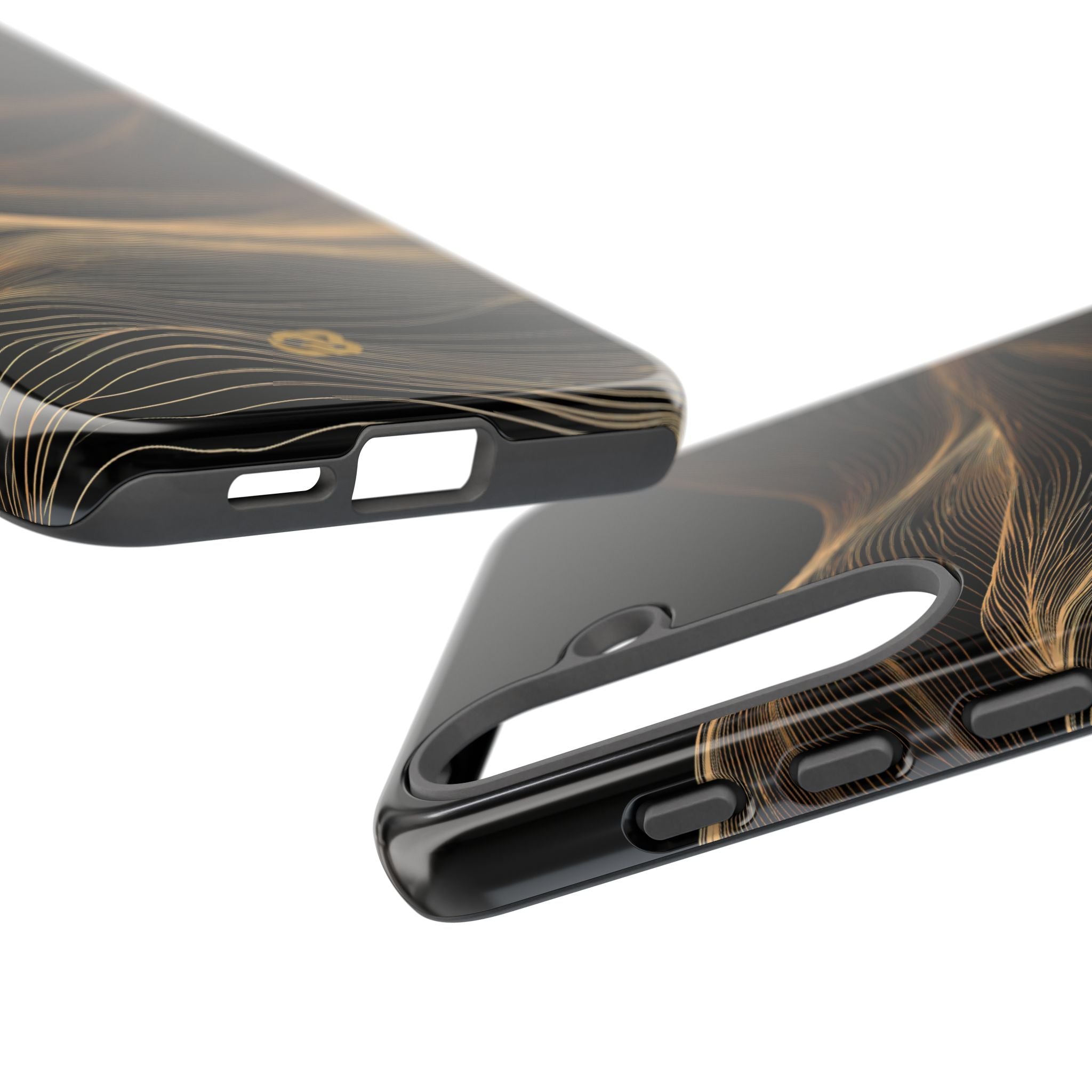 Black Tough Phone Case for Samsung - Copper Topo Ridge