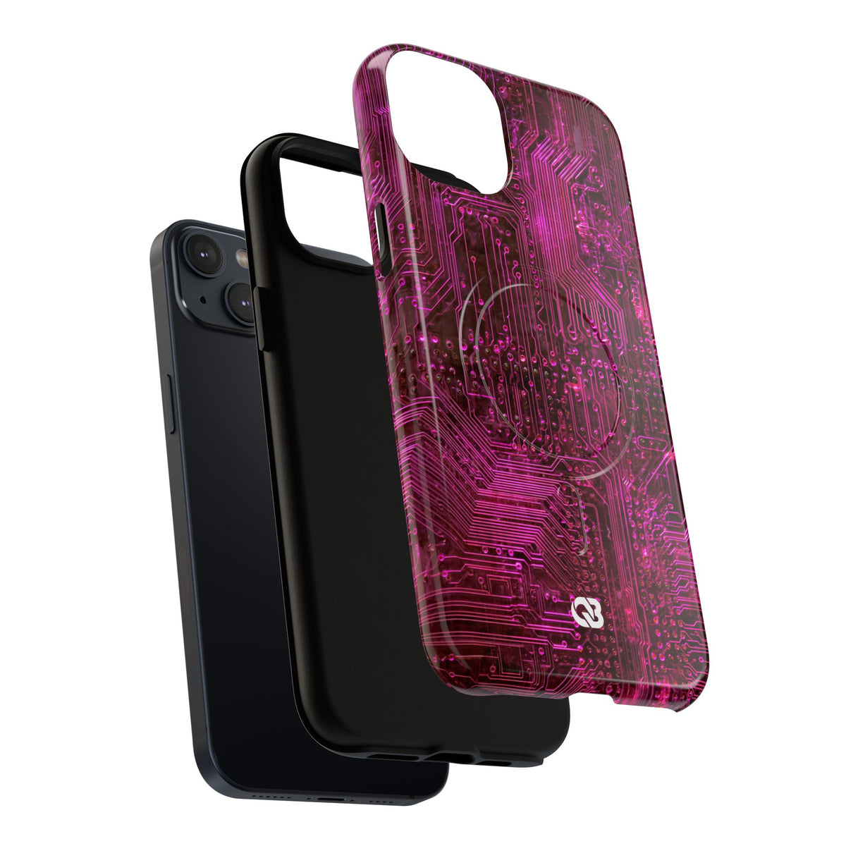 Magenta Circuit Trace · Tough 2.0 Magnetic Phone Case for iPhone · Pink