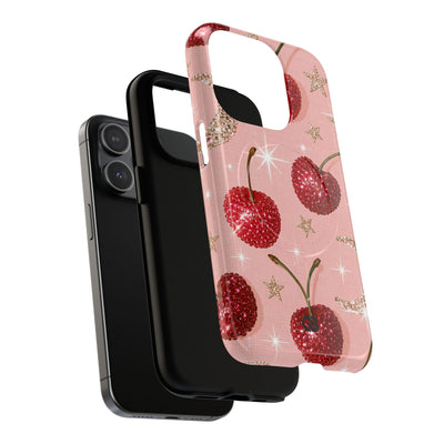 Bedazzled Ruby Cherries · Tough 2.0 Magnetic Phone Case for iPhone · Pink