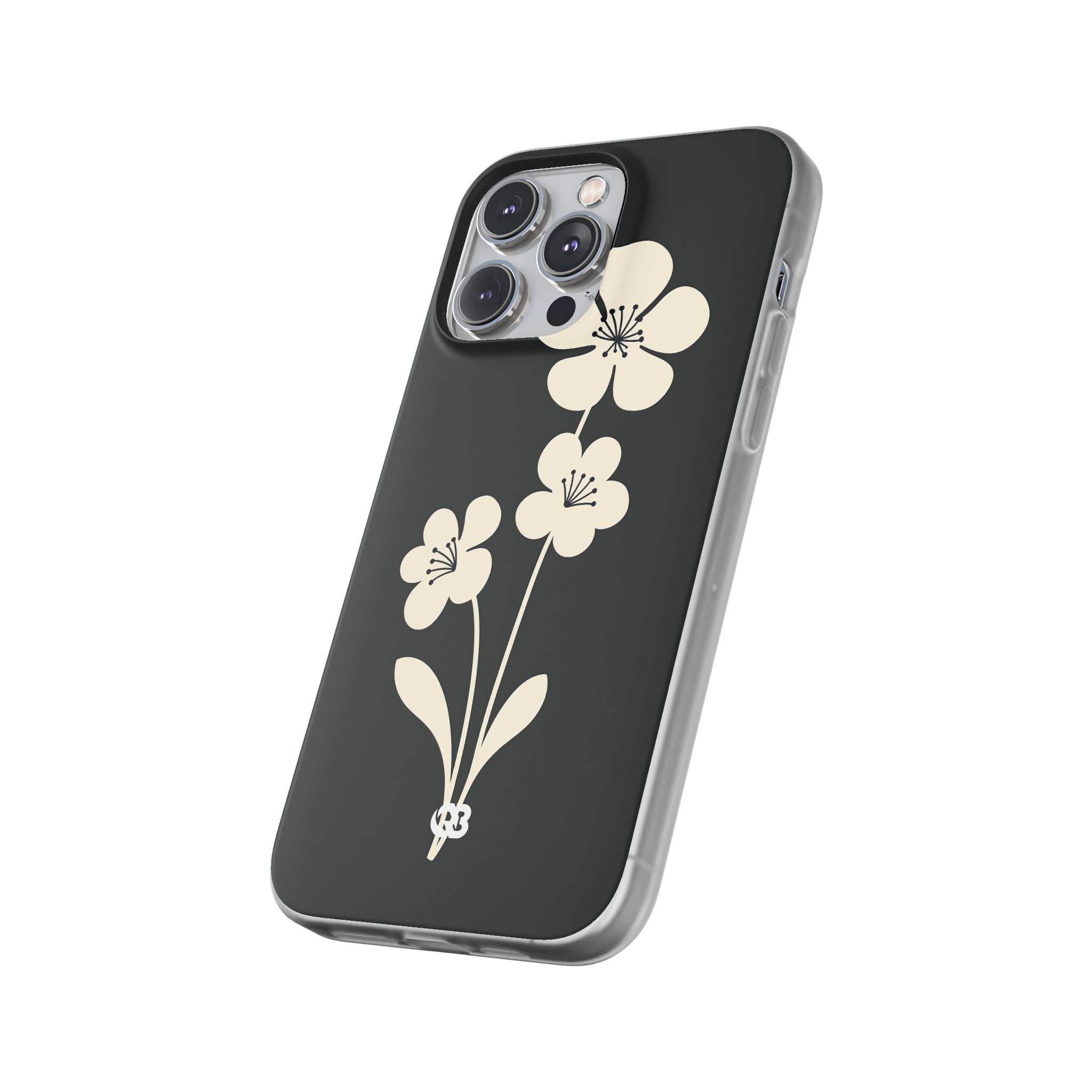 Black Lite Phone Case for iPhone - Obsidian Cream Bloom