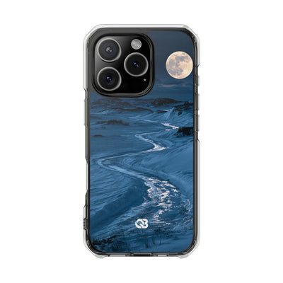 Arctic Moon Drift · Clear Impact Magnetic Phone Case for iPhone · Blue