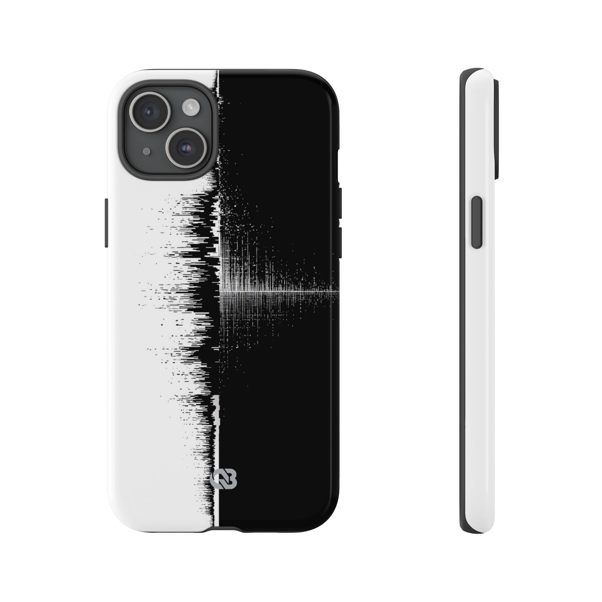 Black Tough Phone Case for iPhone - Static Signal Split