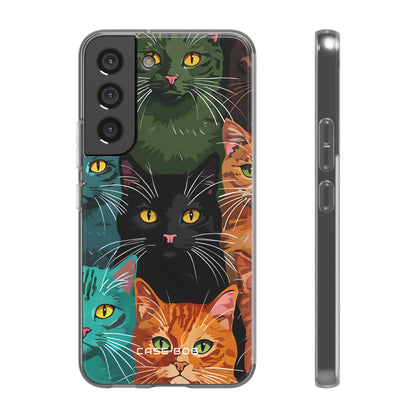 Teal Cat Grid Samsung S22 - Soft