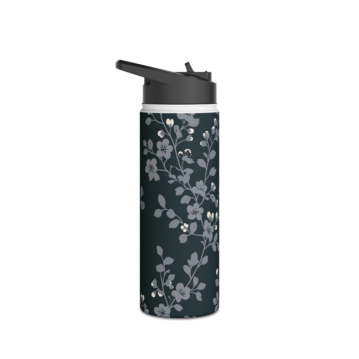 Nocturne Blossom Branch · Insulated Water Bottle · Black