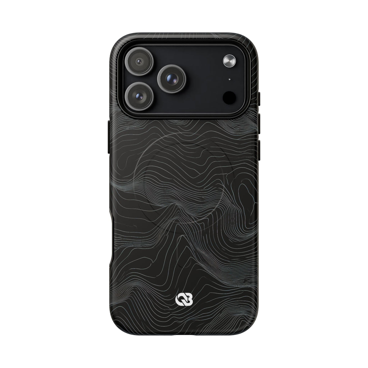Black Tough 2.0 Magnetic Phone Case for iPhone - Obsidian Topo Wireframe