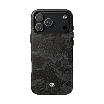 Black Tough 2.0 Magnetic Phone Case for iPhone - Obsidian Topo Wireframe