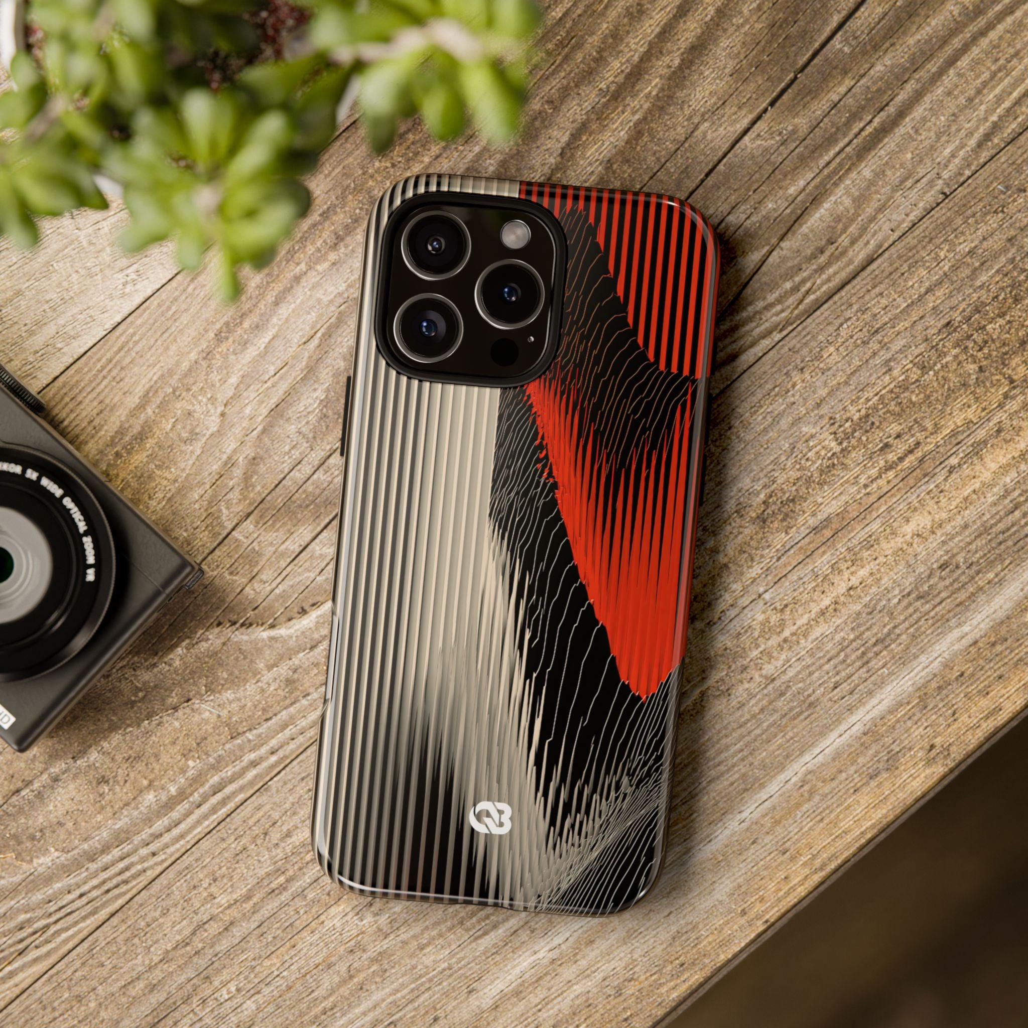 Red Tough Phone Case for iPhone - Crimson Pulse Topo