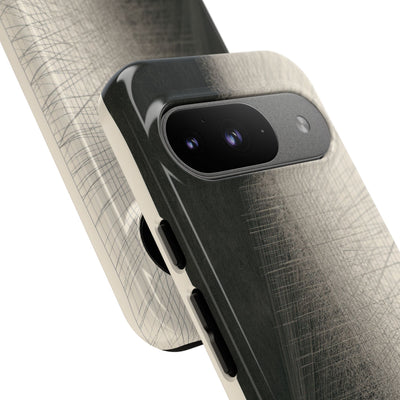 Beige Tough Phone Case for Google Pixel - Brutalist Graphite Grid