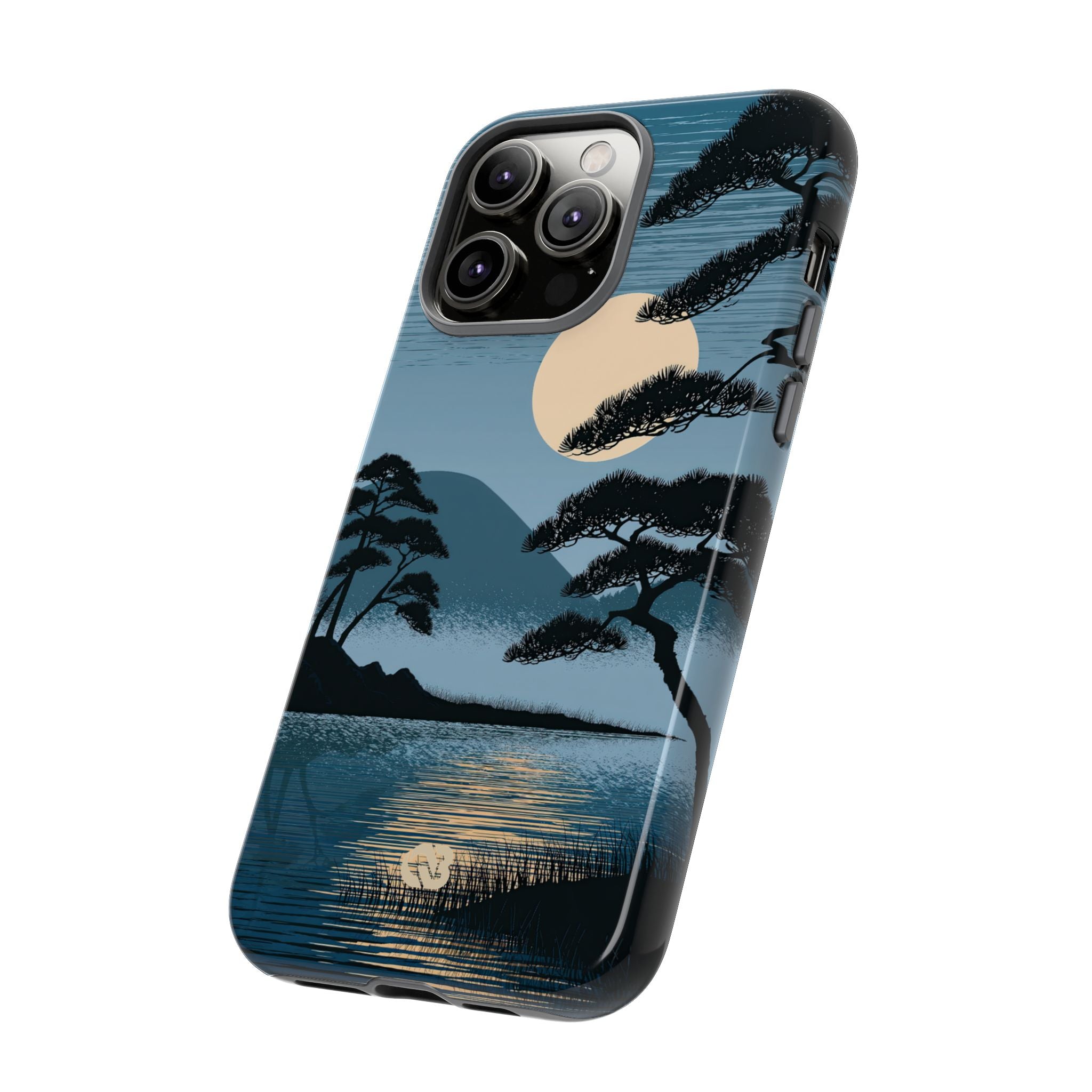 Blue Tough Phone Case for iPhone - Midnight Kyoto Pine