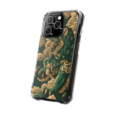 Imperial Guardian Lion · Clear Impact Magnetic Phone Case for iPhone · Green