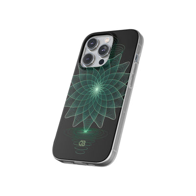 Green Lite Phone Case for iPhone - Cyan Signal Bloom