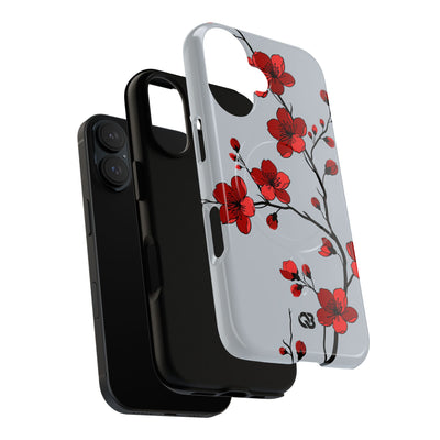 Grey Tough 2.0 Magsafe Phone Case for iPhone - Crimson Blossom Onyx