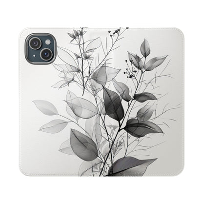Silver Leaves - iPhone 15 Plus Case - Wallet