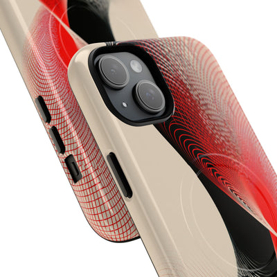 Red Tough 2.0 Magsafe Phone Case for iPhone - Scarlet Wireframe Helix