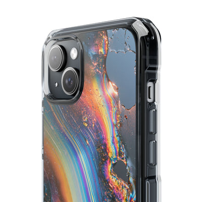 Prismatic Aura Flow · Clear Impact Magnetic Phone Case for iPhone · Blue