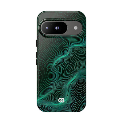 Teal Tough Phone Case for Google Pixel - Neon Jade Contour