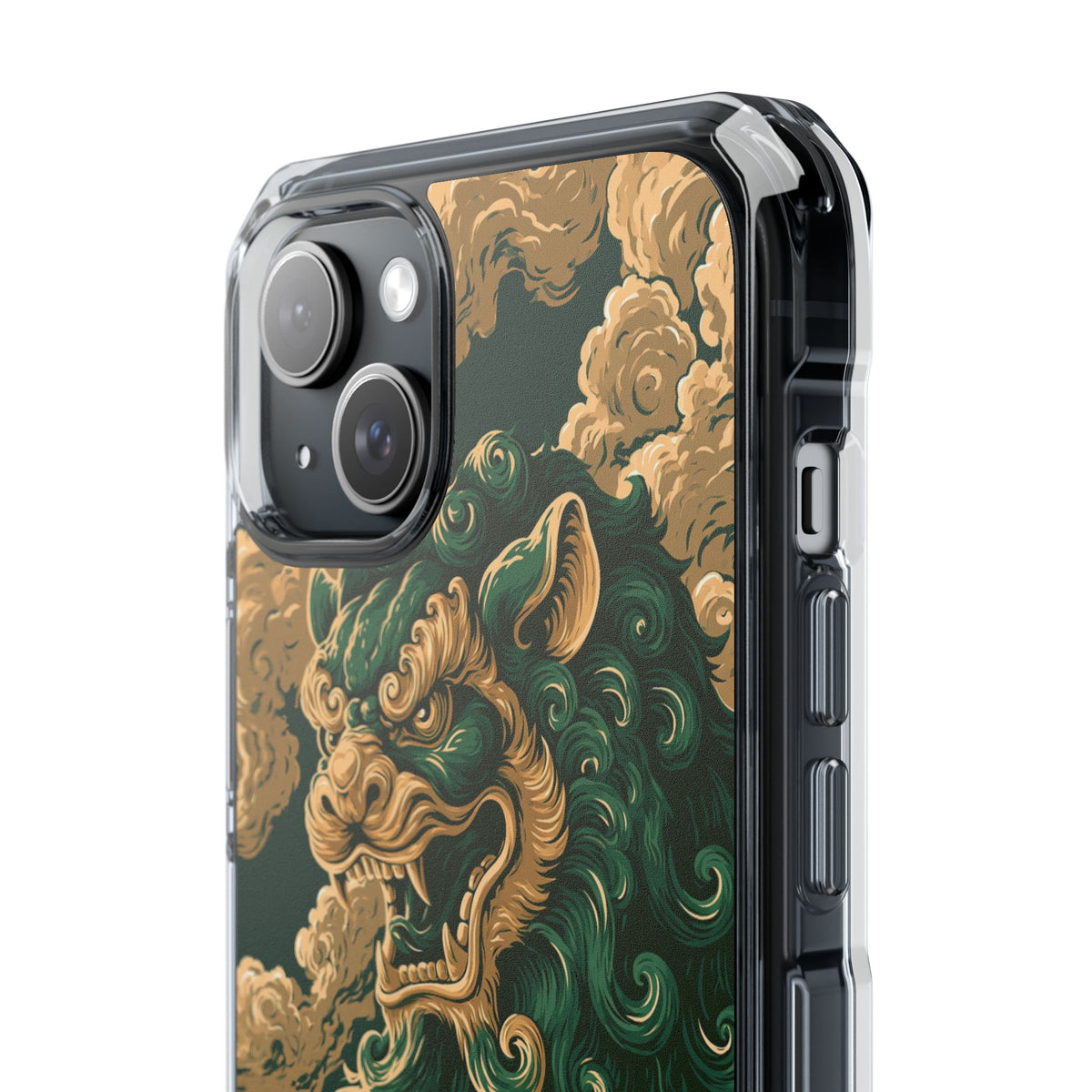 Imperial Guardian Lion · Clear Impact Magnetic Phone Case for iPhone · Green