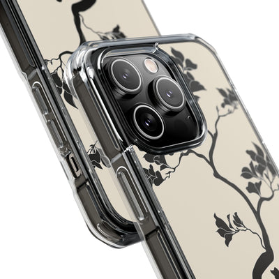 Beige Impact MagSafe Phone Case for iPhone - Obsidian Bonsai Silhouette