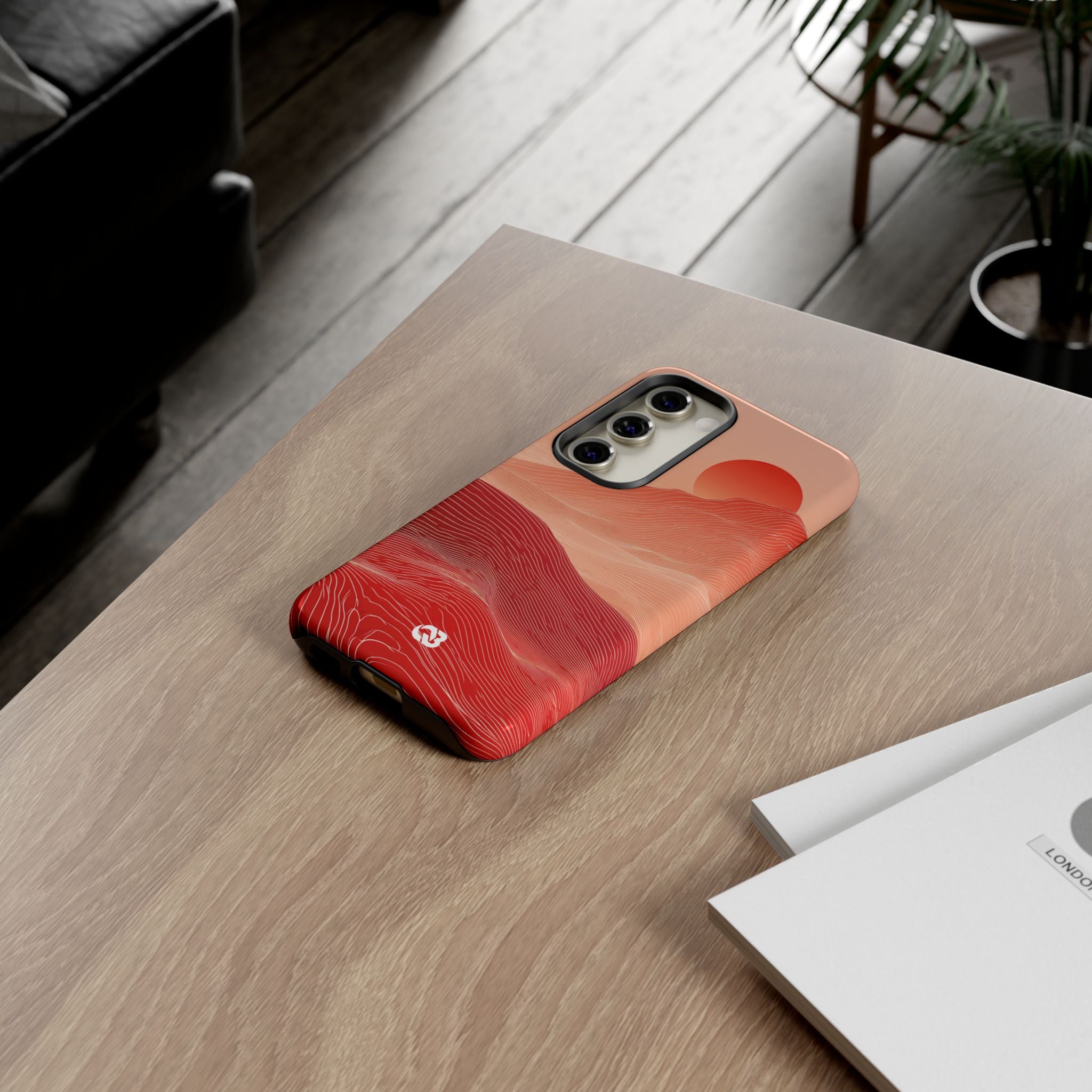Red Tough Phone Case for Samsung - Crimson Ridge Lines