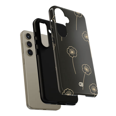 Black Tough Phone Case for Samsung - Obsidian Sand Petals