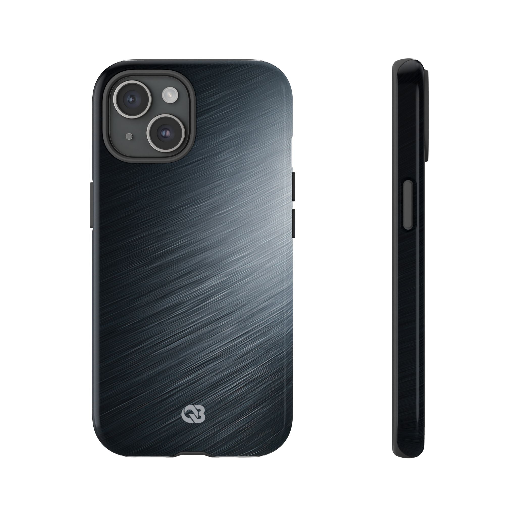 Grey Tough Phone Case for iPhone - Charcoal Brushed Steel