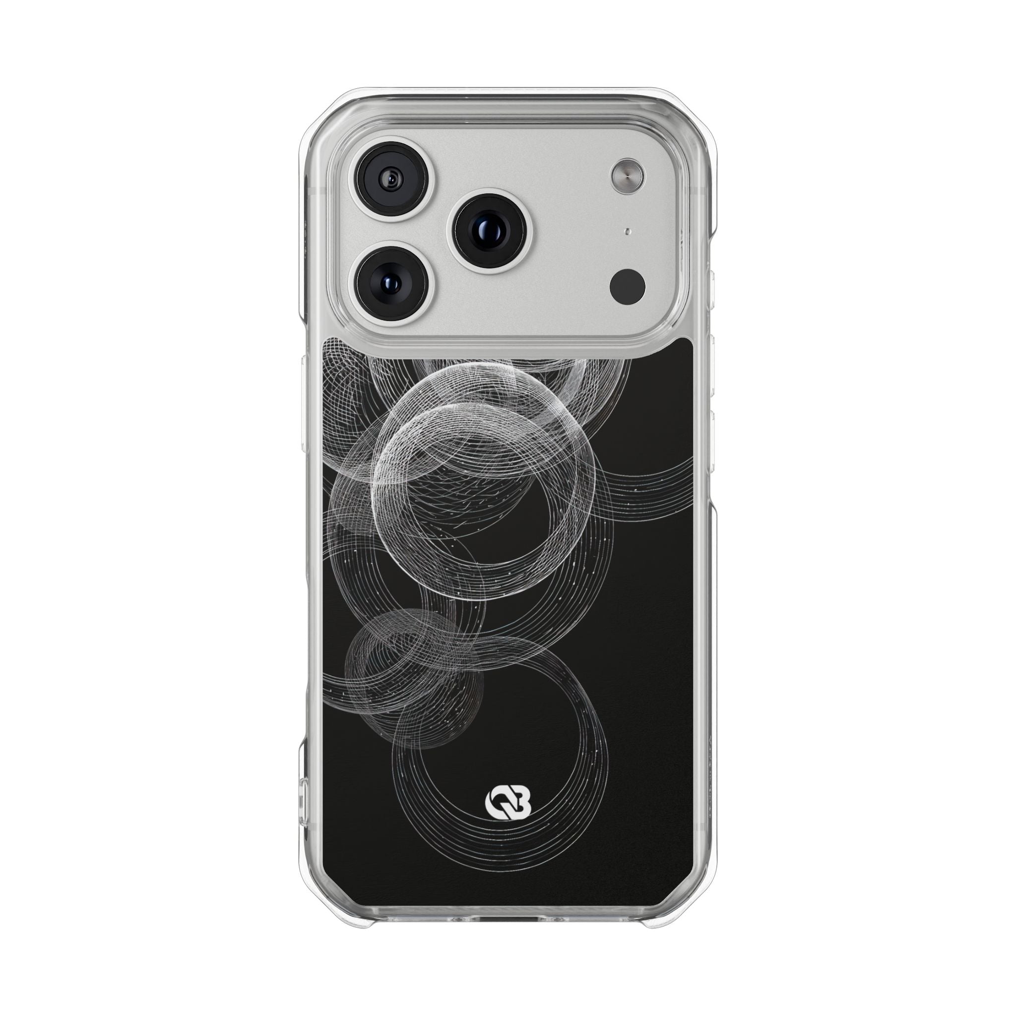 Black Impact MagSafe Phone Case for iPhone - Kinetic Wireframe Orbit