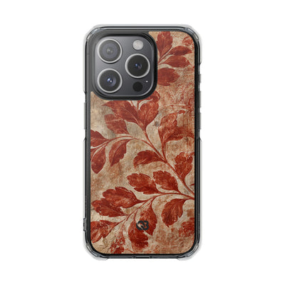 Terracotta Botanical Fresco · Clear Impact Magnetic Phone Case for iPhone · Red
