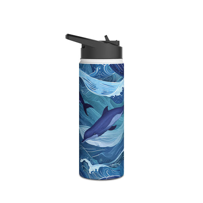 Dolphin Wave Dance - Stainless Steel Water Bottle