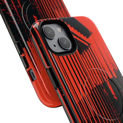 Red Tough 2.0 Magsafe Phone Case for iPhone - Crimson Brutalist Distortion