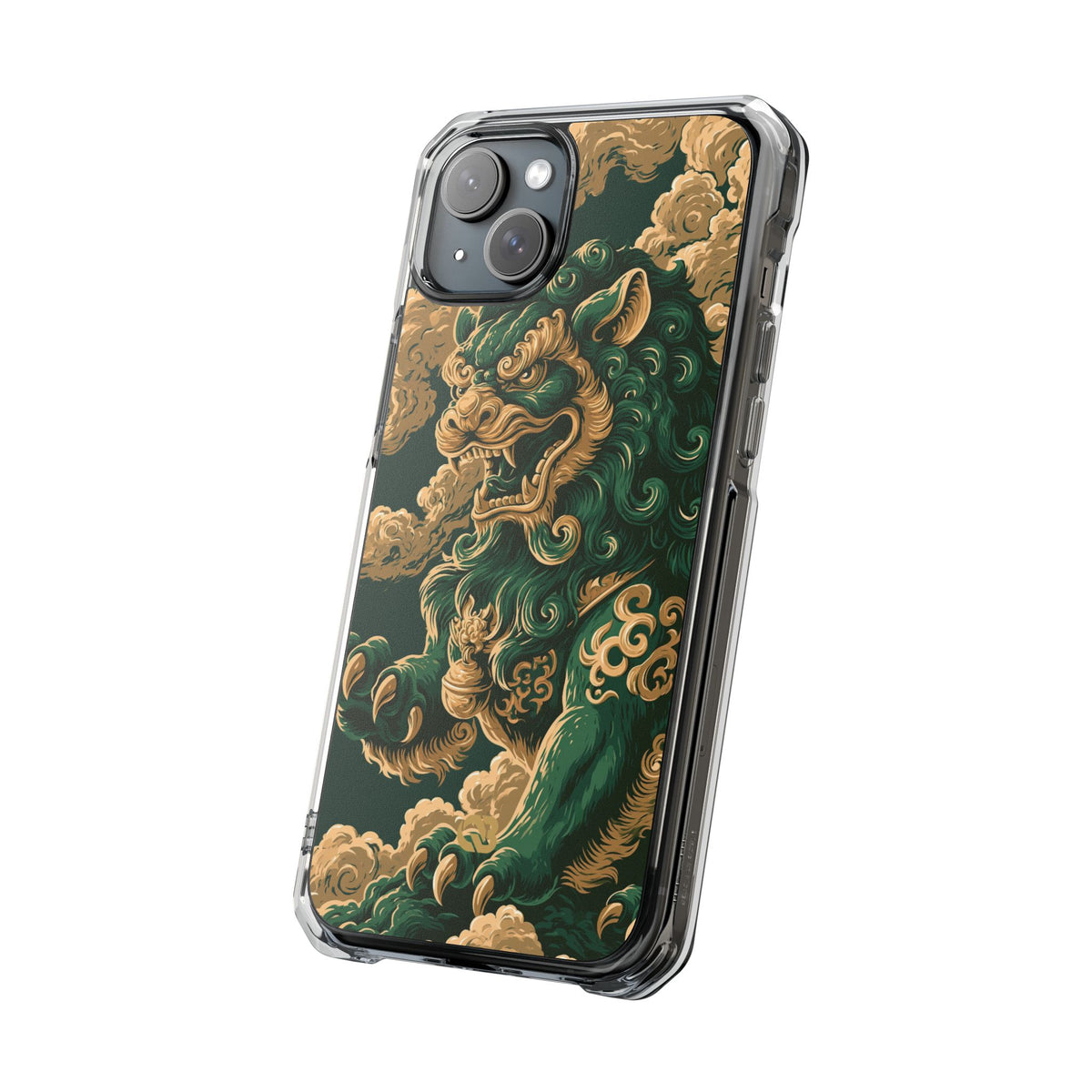 Imperial Guardian Lion · Clear Impact Magnetic Phone Case for iPhone · Green