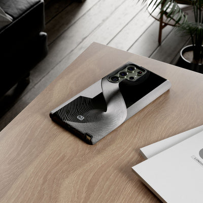 Grey Tough Phone Case for Samsung - Obsidian Moiré Wave