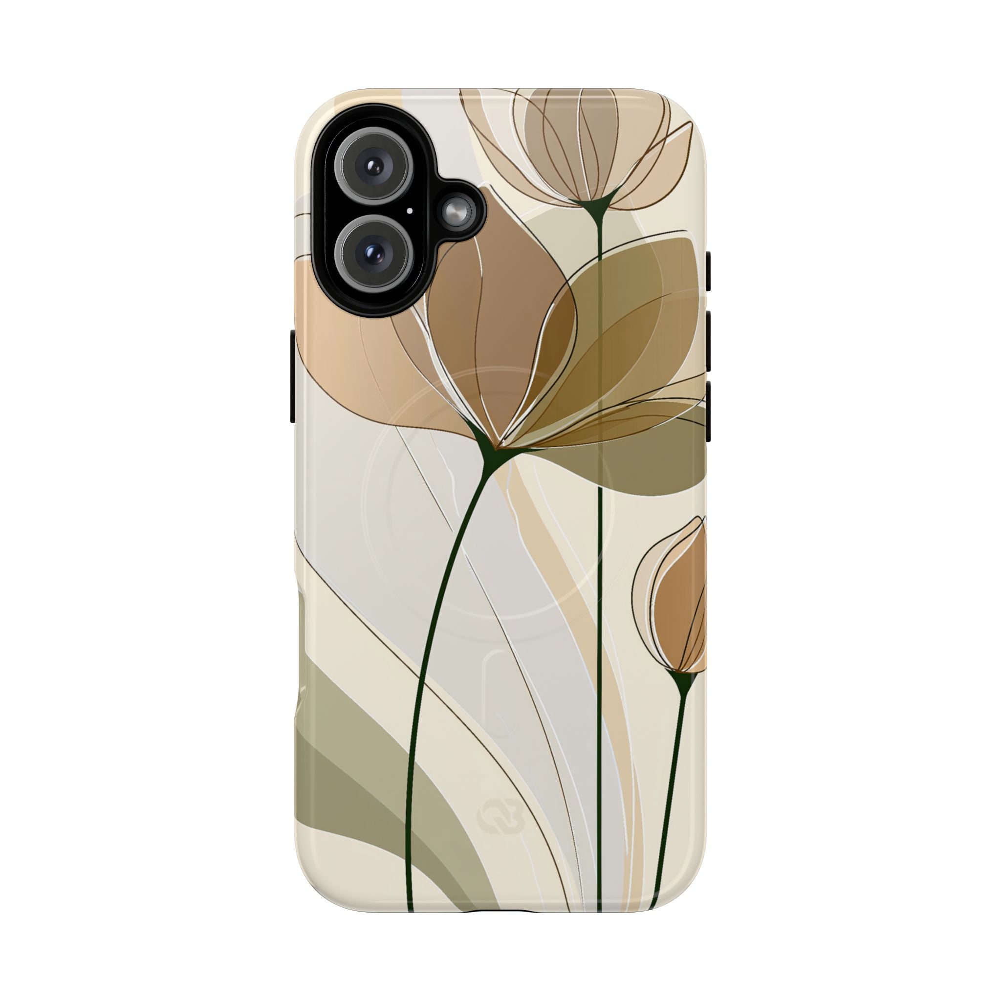 Beige Tough 2.0 Magsafe Phone Case for iPhone - Muted Ochre Petals
