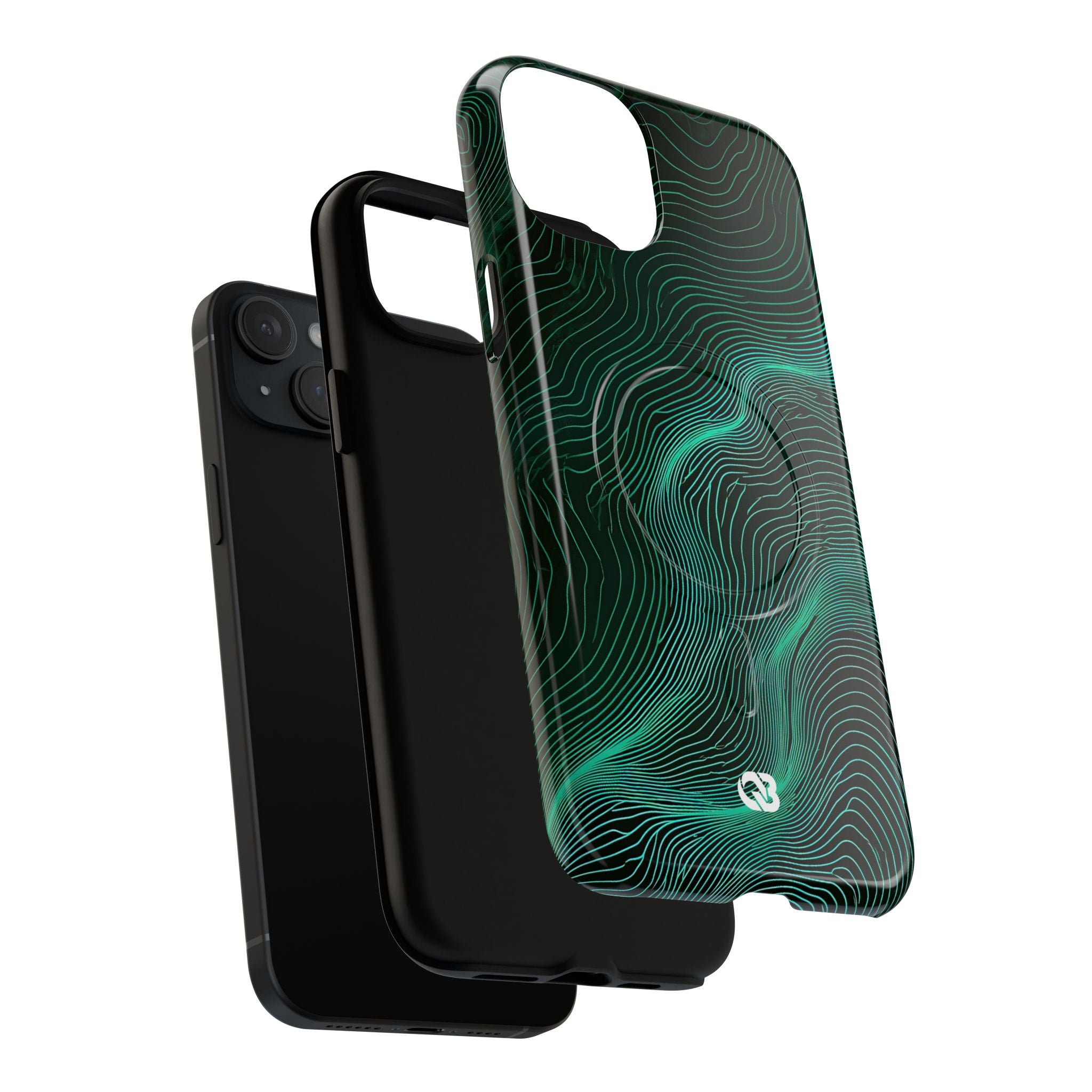 Teal Tough 2.0 Magsafe Phone Case for iPhone - Neon Jade Contour