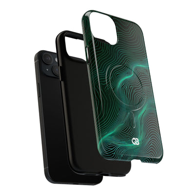 Teal Tough 2.0 Magsafe Phone Case for iPhone - Neon Jade Contour