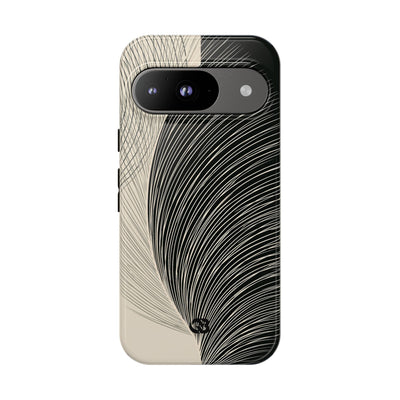 Beige Tough Phone Case for Google Pixel - Obsidian Cream Plume