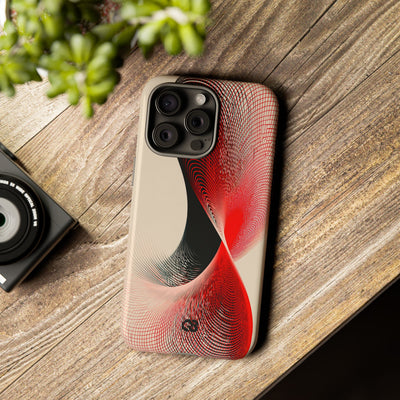 Red Tough Phone Case for iPhone - Scarlet Wireframe Helix