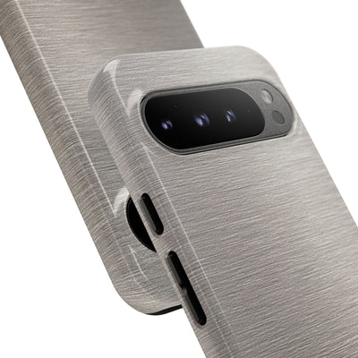 Grey Tough Phone Case for Google Pixel - Brushed Nickel Linen