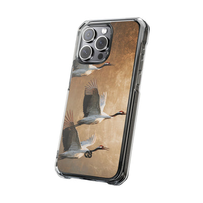 Golden Crane Flight · Clear Impact Magnetic Phone Case for iPhone · Gold