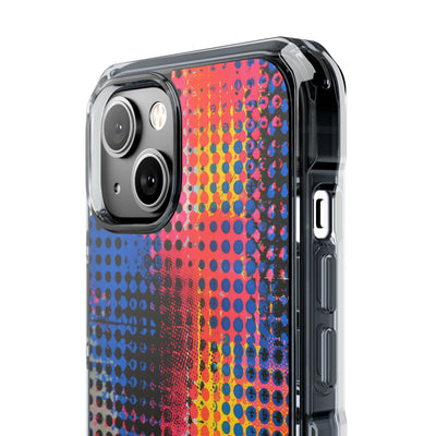 Chromatic Halftone Grid · Clear Impact Magnetic Phone Case for iPhone ·  Blue