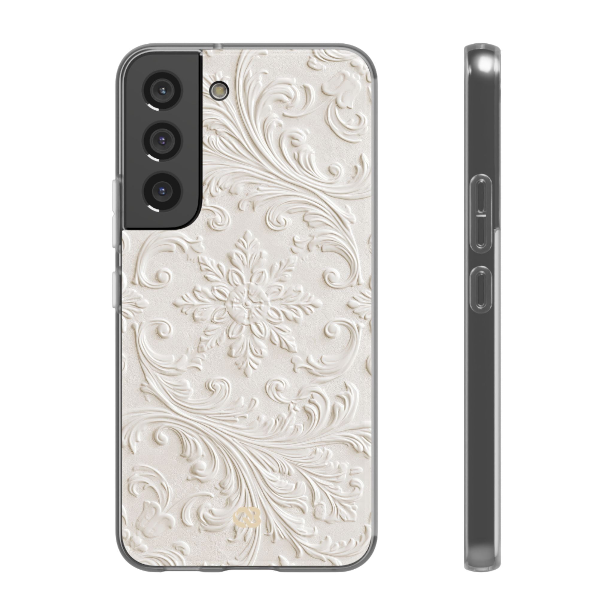 White Lite Phone Case for Samsung - Alabaster Floral Relief
