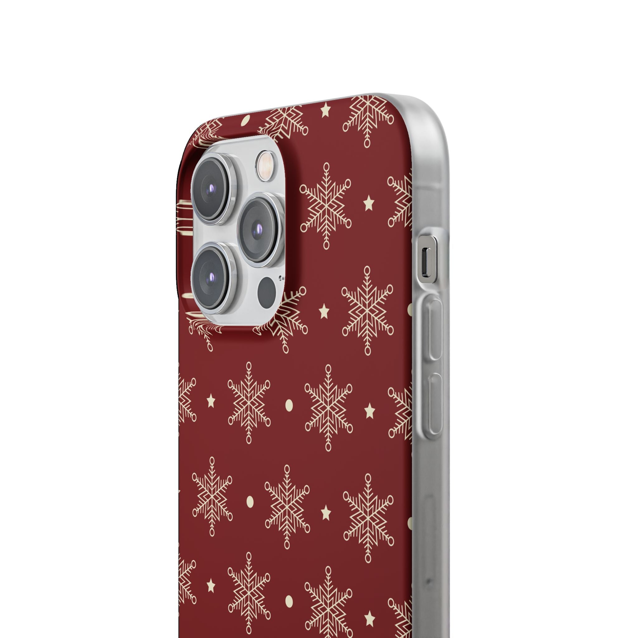 Cream Snowflake Crimson iPhone 14 Pro Max Case - Soft