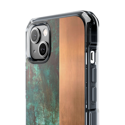 Teal Impact MagSafe Phone Case for iPhone - Verdigris Copper Slab