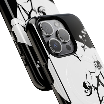 Black Tough 2.0 Magsafe Phone Case for iPhone - Lunar Orchid Grid