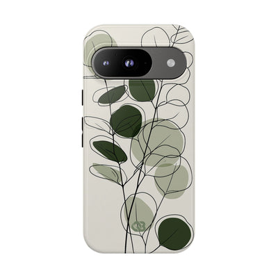 Green Tough Phone Case for Google Pixel - Muted Eucalyptus Sketch