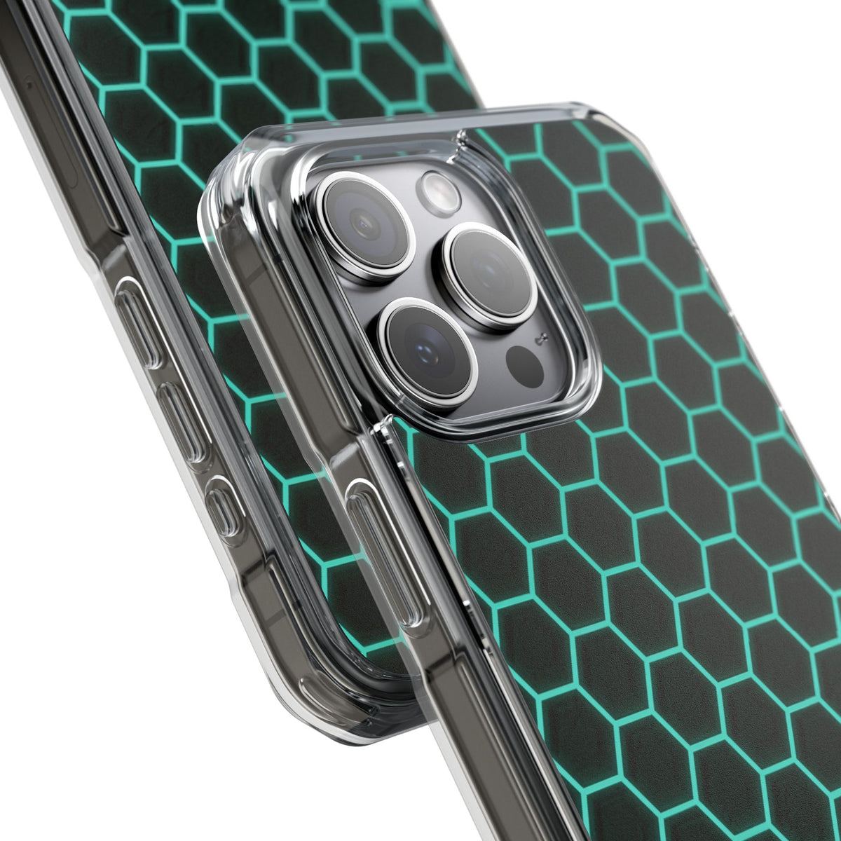 Neon Hex Spectrum · Clear Impact Magnetic Phone Case for iPhone · Teal