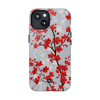 Scarlet Plum Blossom · Tough 2.0 Magnetic Phone Case for iPhone · Red