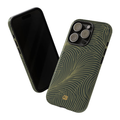 Green Tough Phone Case for iPhone - Dark Olive Plume