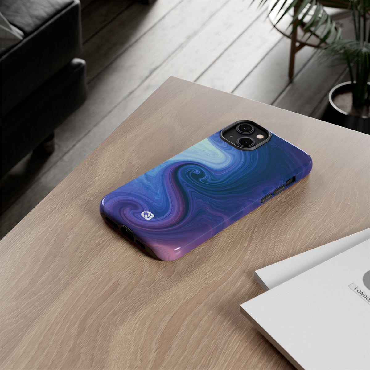 Azure Fluid Swirl · Tough Phone Case for iPhone · Blue